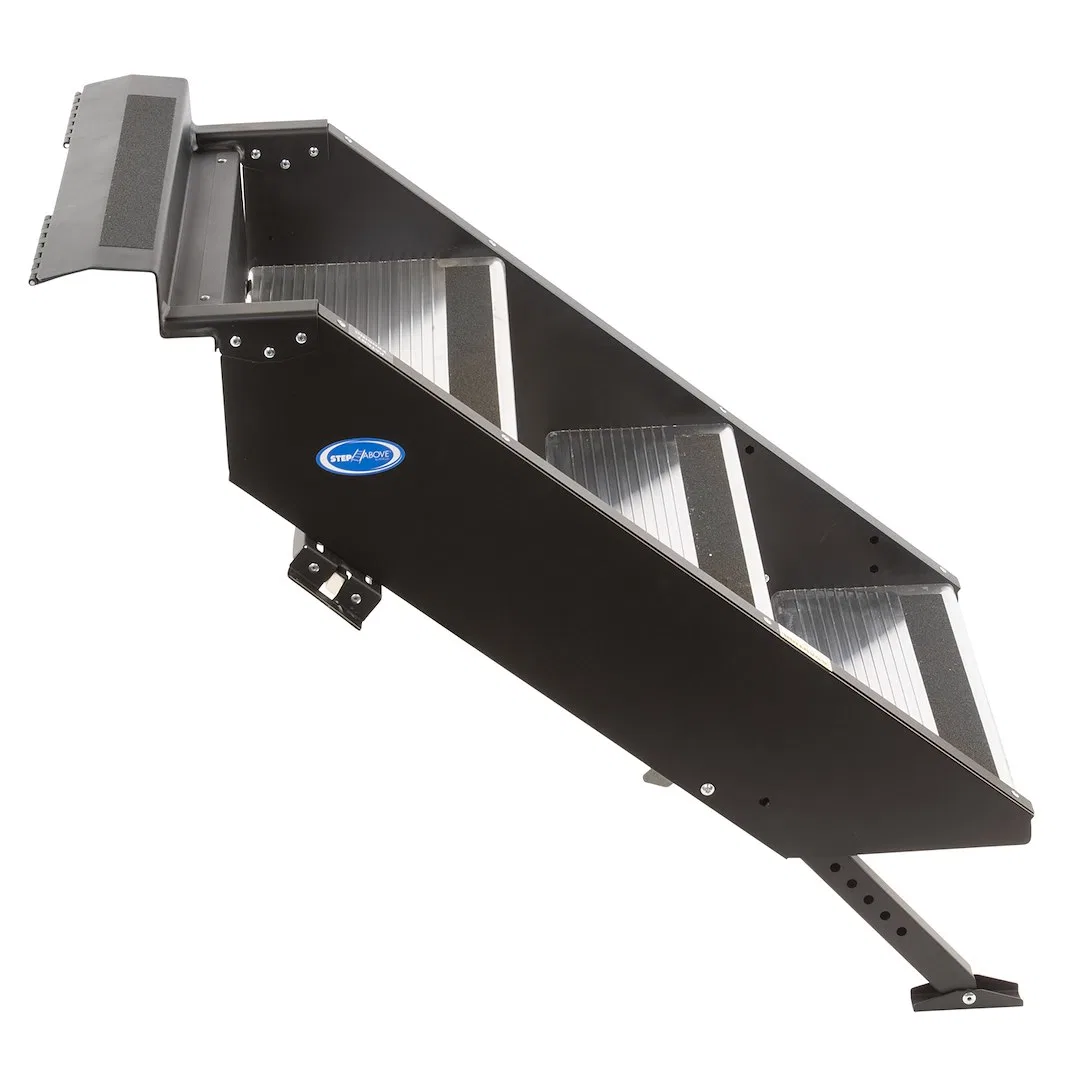 STP-206 – MOR/RYDE Entry Step, 3 Manual Folding Steps Threshold Height Of 30 Inch To 33-1/2 Inch With 8 Inch Rise 500...